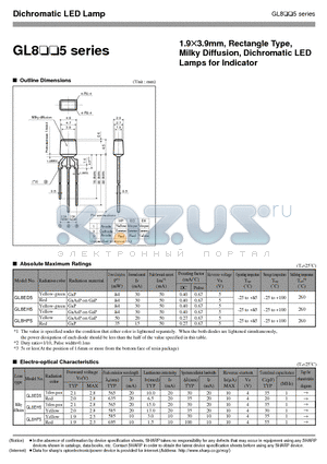 GL8ED5 datasheet - 1.9X3.9mm, Rectangle Type, Milky Diffusion, Dichromatic LED Lamps for Indicator