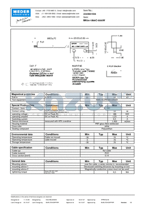 MK04-1A66C-5000W datasheet - MK Reed Sensors