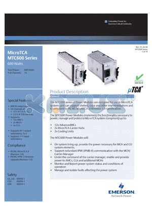 MTC600-48RR16S9J datasheet - MicroTCA