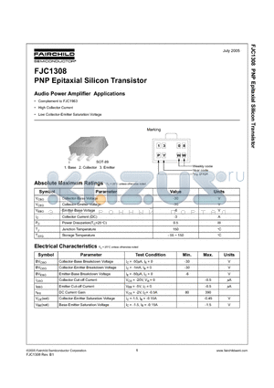 FJC1308_05 datasheet - PNP Epitaxial Silicon Transistor
