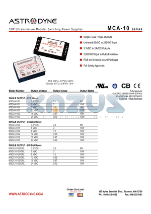 MTCA-0111 datasheet - 10W Ultraminiature Modular Switching Power Supplies