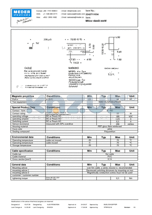 MK04-1A71B-300W datasheet - MK Reed Sensors