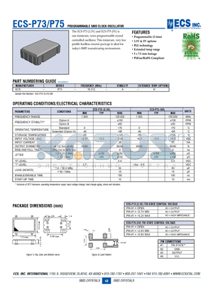 ECS-P73-16.312-A-N datasheet - PROGRAMMABLE SMD CLOCK OSCILLATOR