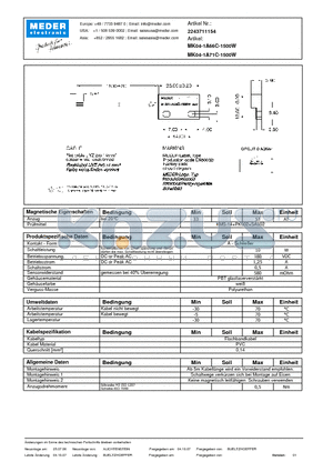 MK04-1A71C-1500W_DE datasheet - (deutsch) MK Reed Sensor