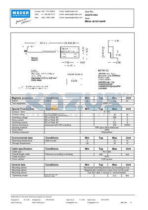 MK04-1A75C-500W datasheet - MK Reed Sensor