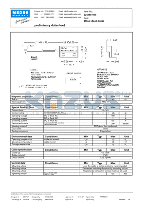 MK04-1A84B-500W datasheet - MK Reed Sensors