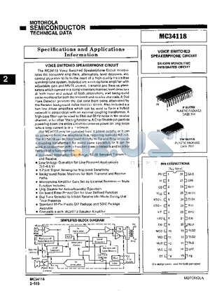 MC34118 datasheet - Specifications and Applications Information