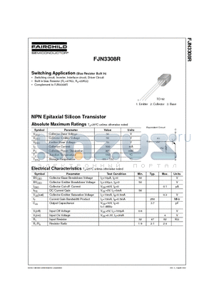 FJN3308R datasheet - NPN Epitaxial Silicon Transistor
