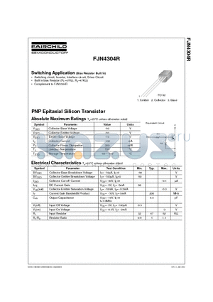FJN4304R datasheet - PNP Epitaxial Silicon Transistor