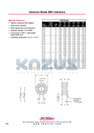 7101 datasheet - Common Mode EMI Inductors