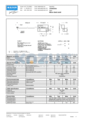 MK04-1B90E-500W datasheet - MK Reed Sensors