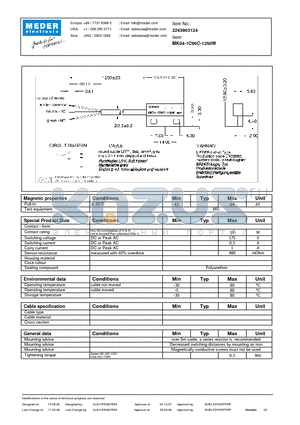 MK04-1C90C-1250W datasheet - MK Reed Sensors