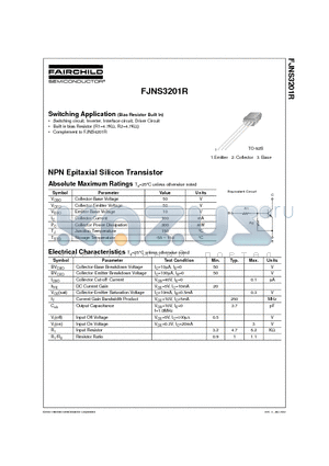 FJNS3201R datasheet - NPN Epitaxial Silicon Transistor