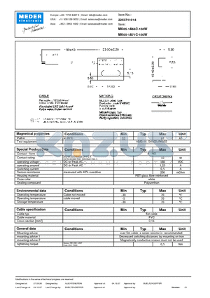 MK05-1A66C-150W datasheet - MK Reed Sensors