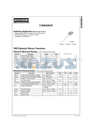 FJNS4201R datasheet - PNP Epitaxial Silicon Transistor