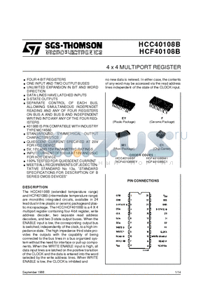 HCF40108B datasheet - 4 x 4 MULTIPORT REGISTER