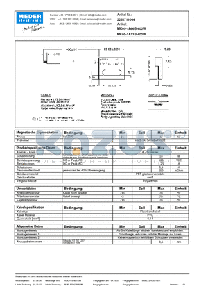 MK05-1A71B-400W_DE datasheet - (deutsch) MK Reed Sensor