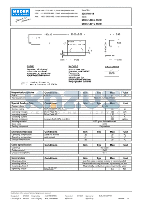 MK05-1A71C-150W datasheet - MK Reed Sensors