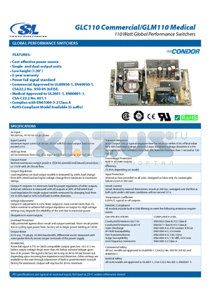 GLC110-12 datasheet - 110 Watt Global Performance Switchers