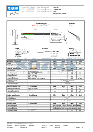 MK05-1C90C-500W datasheet - MK Reed Sensor