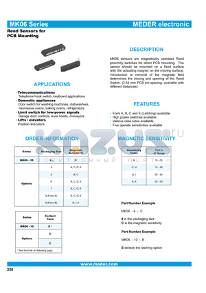 MK06-10-B datasheet - Reed Sensors for PCB Mounting