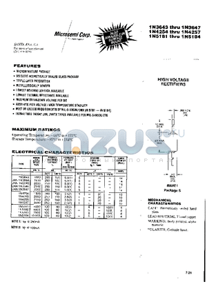 JANTX1N3645 datasheet - HIGH VOLTAGE RECTIFIERS