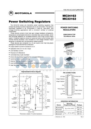 MC34163P datasheet - POWER SWITCHING REGULATORS