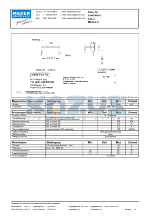 MK06-5-D_DE datasheet - (deutsch) MK Reed Sensor