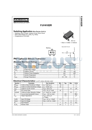 FJV4102R datasheet - PNP Epitaxial Silicon Transistor