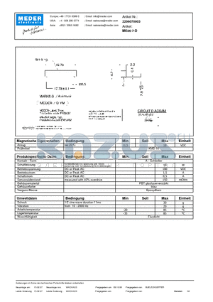 MK06-7-D_DE datasheet - (deutsch) MK Reed Sensor