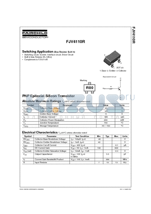 FJV4110R datasheet - PNP Epitaxial Silicon Transistor