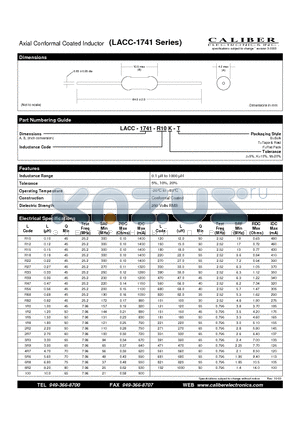 LACC-1741-120K-F datasheet - Axial Conformal Coated Inductor