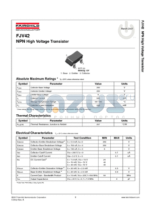FJV42 datasheet - NPN High Voltage Transistor