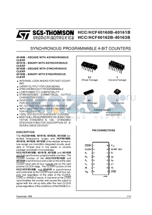 HCF40161BF datasheet - SYNCHRONOUS PROGRAMMABLE 4-BIT COUNTERS
