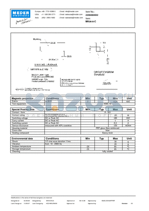 MK06-8-C datasheet - MK Reed Sensors