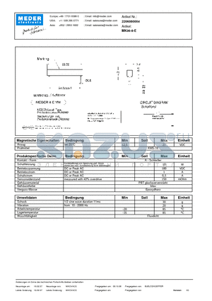 MK06-8-E_DE datasheet - (deutsch) MK Reed Sensor