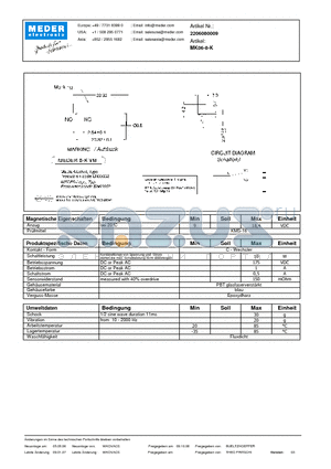 MK06-8-K_DE datasheet - (deutsch) MK Reed Sensor