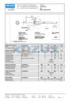 MK07-1A66B-5000W datasheet - MK Reed Sensors