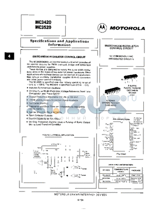 MC3420P datasheet - SWITCHMODE REGULATOR CONTROL CIRCUIT