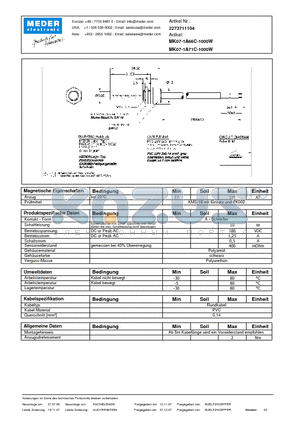 MK07-1A66C-1000W_DE datasheet - (deutsch) MK Reed Sensor