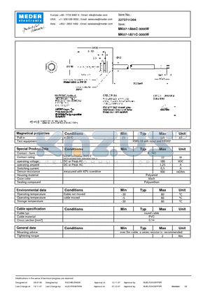 MK07-1A66C-3000W datasheet - MK Reed Sensors