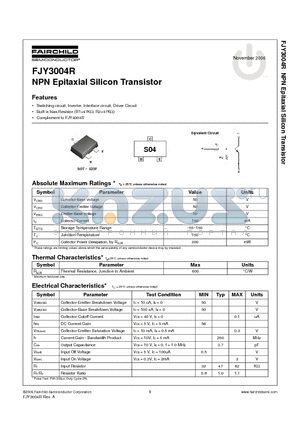 FJY3004R datasheet - NPN Epitaxial Silicon Transistor