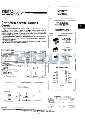 MC3423P1 datasheet - OVERVOLTAGE SENSING CIRCUIT