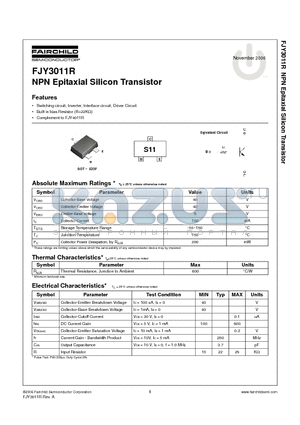 FJY3011R datasheet - NPN Epitaxial Silicon Transistor