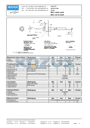 MK07-1A71B-1000W_DE datasheet - (deutsch) MK Reed Sensor
