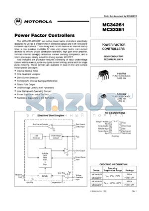 MC34261D datasheet - POWER FACTOR CONTROLLERS
