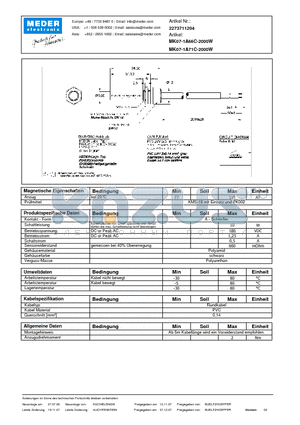 MK07-1A71C-2000W_DE datasheet - (deutsch) MK Reed Sensor