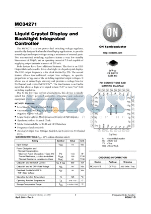 MC34271FB datasheet - Liquid Crystal Display and Backlight Integrated Controller