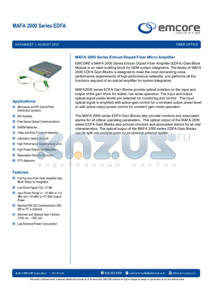 MAFA2014-EC-03 datasheet - Erbium Doped Fiber Micro Amplifier