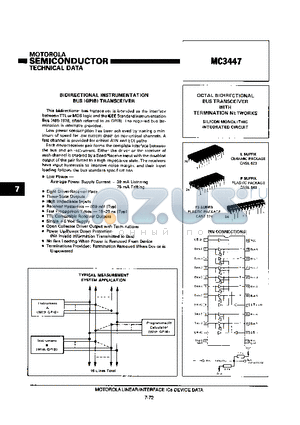 MC3447P datasheet - BIDIRECTIONAL INSTRUMENTATION BUS(GPIB) TRANSCEIVER